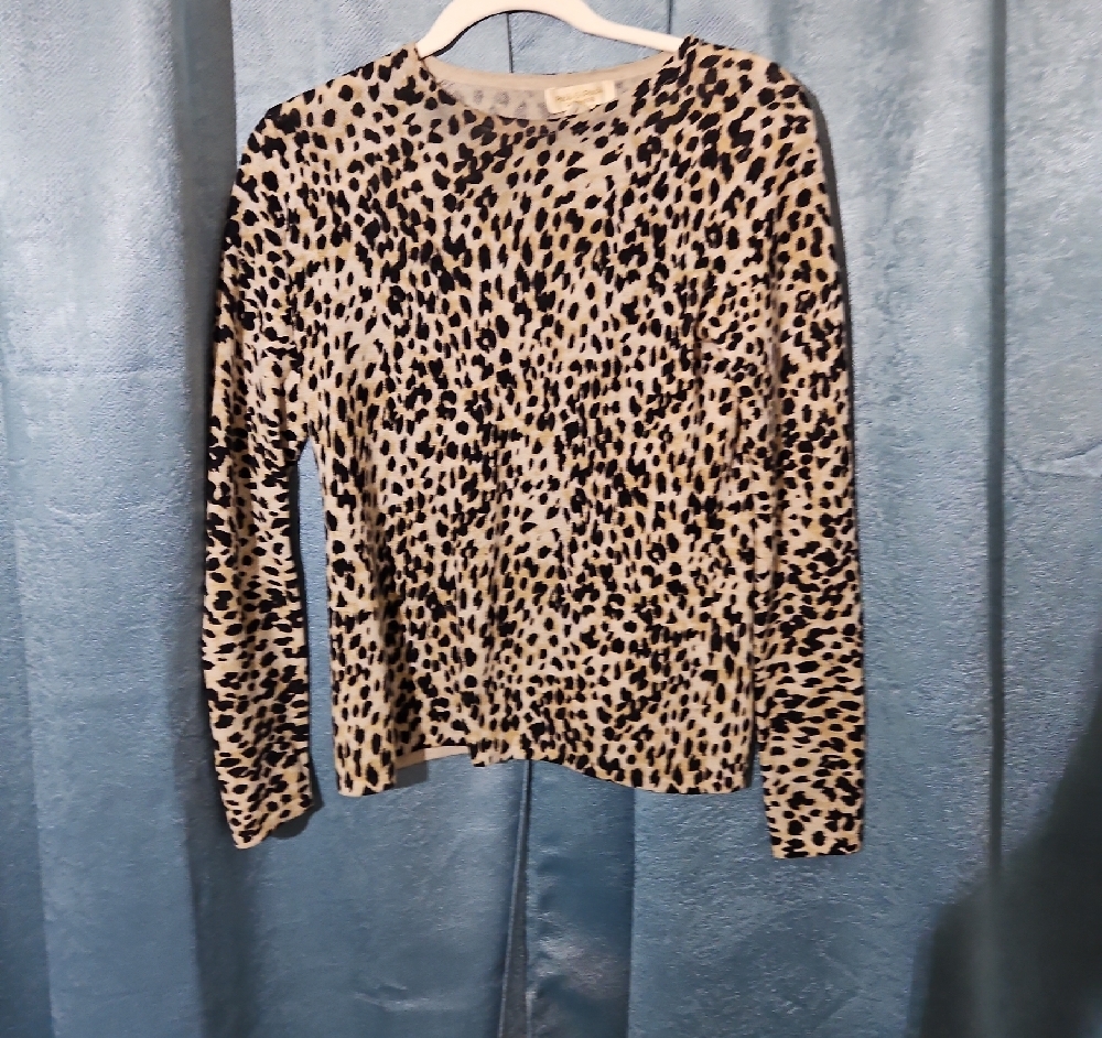 Peck & Peck 100% Cashmere Animal Print Long Sleeve Sweater - Size Small